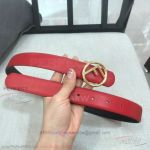 AAA Fendi Adjustable Women's Belt - Red Leather Gold Buckle
